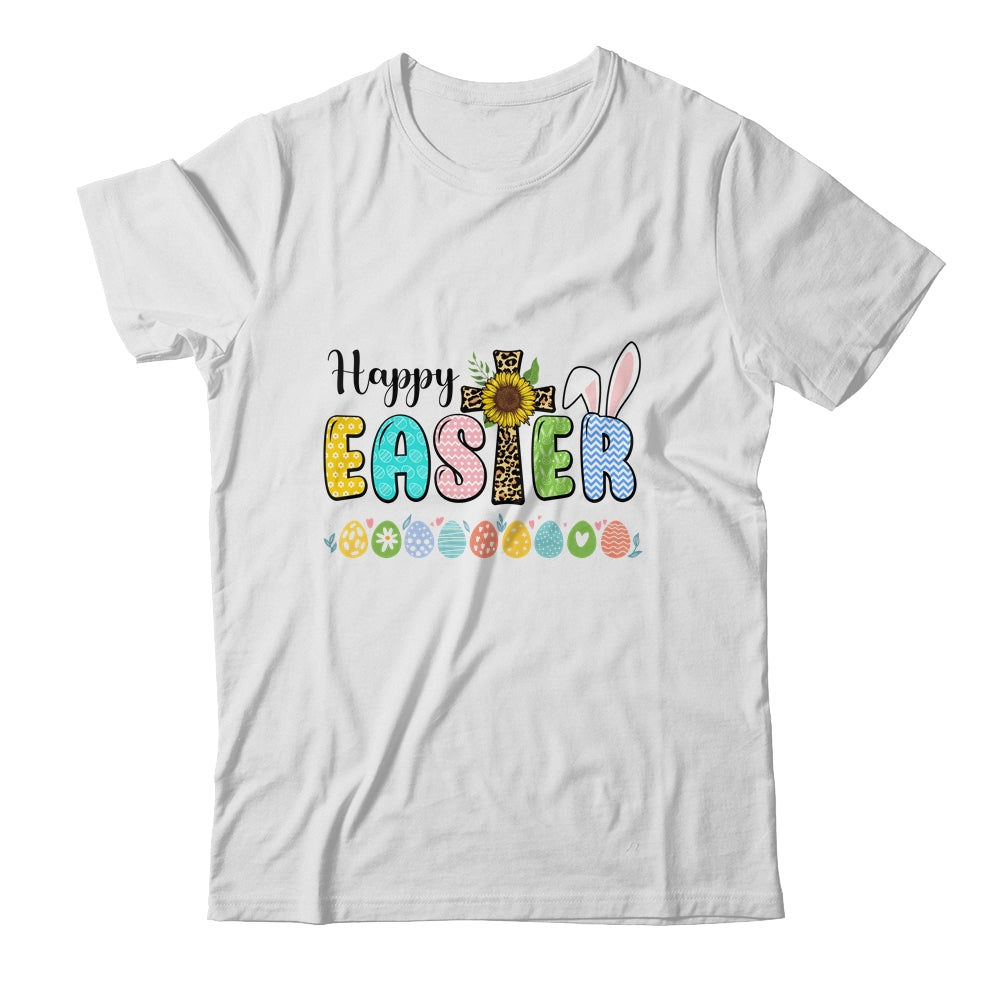 Happy Easter With Leopard Jesus Cross Sunflowers Shirt & Tank Top | siriusteestore