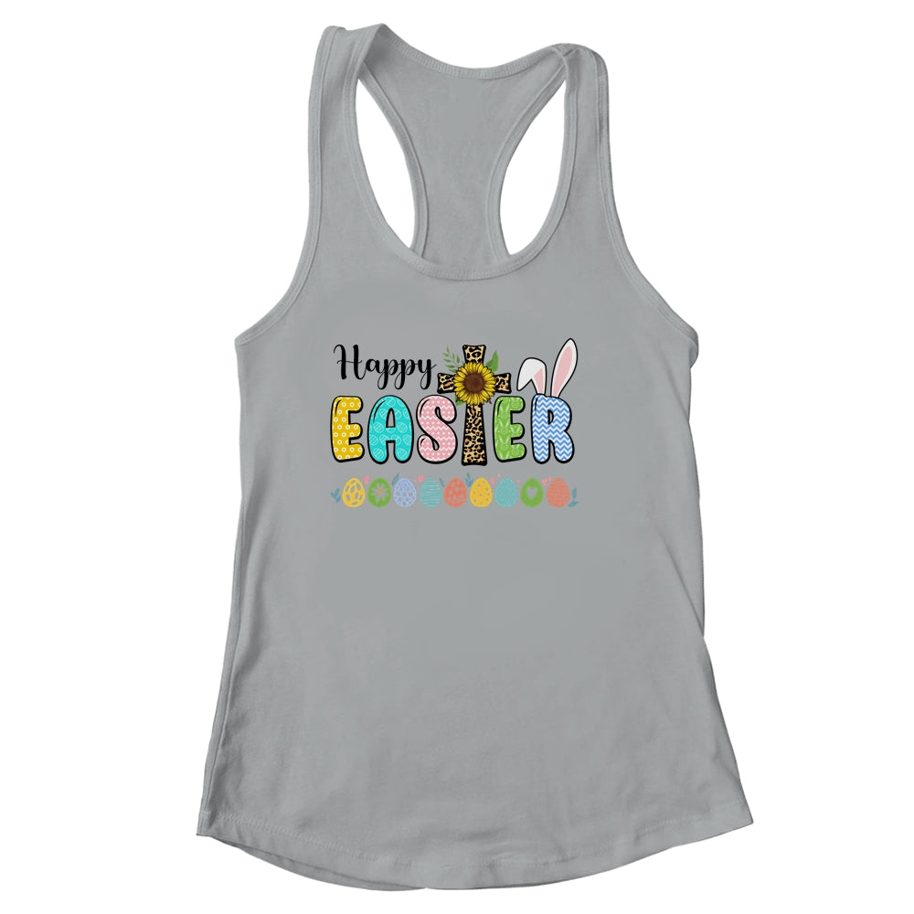 Happy Easter With Leopard Jesus Cross Sunflowers Shirt & Tank Top | siriusteestore