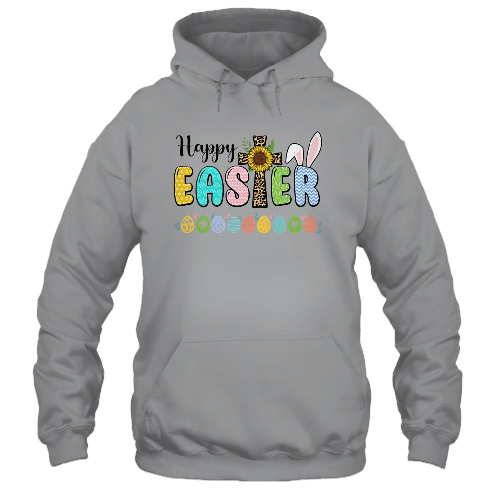 Happy Easter With Leopard Jesus Cross Sunflowers Shirt & Tank Top | siriusteestore