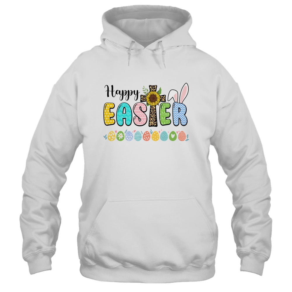 Happy Easter With Leopard Jesus Cross Sunflowers Shirt & Tank Top | siriusteestore