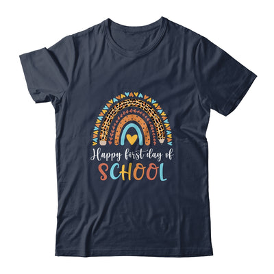 Happy First Day Of School Funny Leopard Rainbow Teacher Shirt & Hoodie | siriusteestore