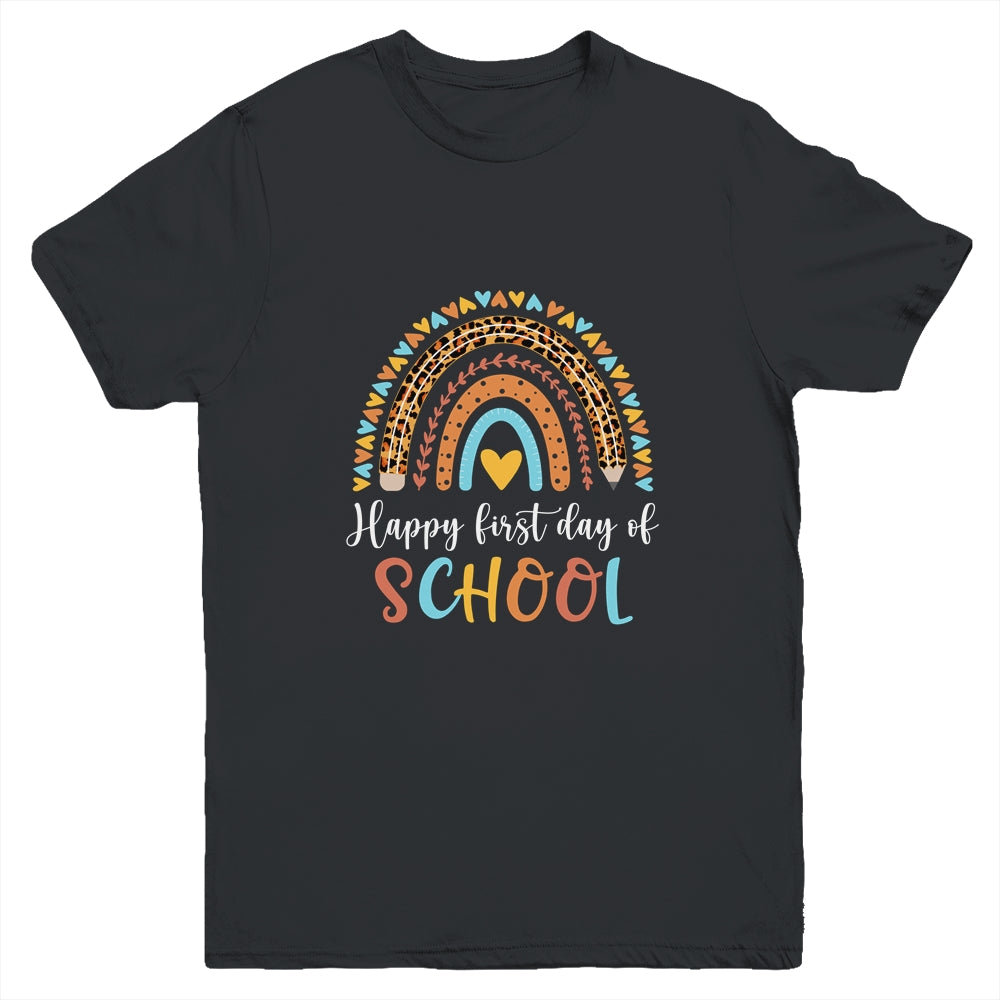 Happy First Day Of School Funny Leopard Rainbow Youth Shirt | siriusteestore