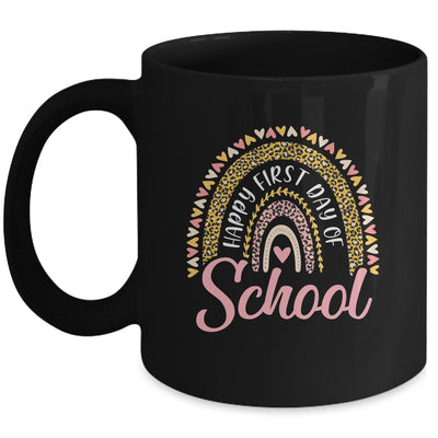 Happy First Day Of School Leopard Rainbow Back To School Mug | siriusteestore