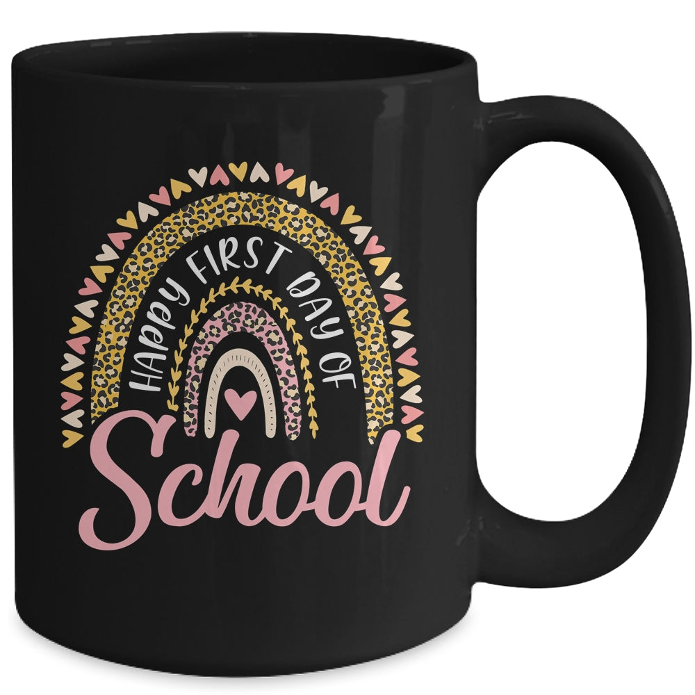 Happy First Day Of School Leopard Rainbow Back To School Mug | siriusteestore