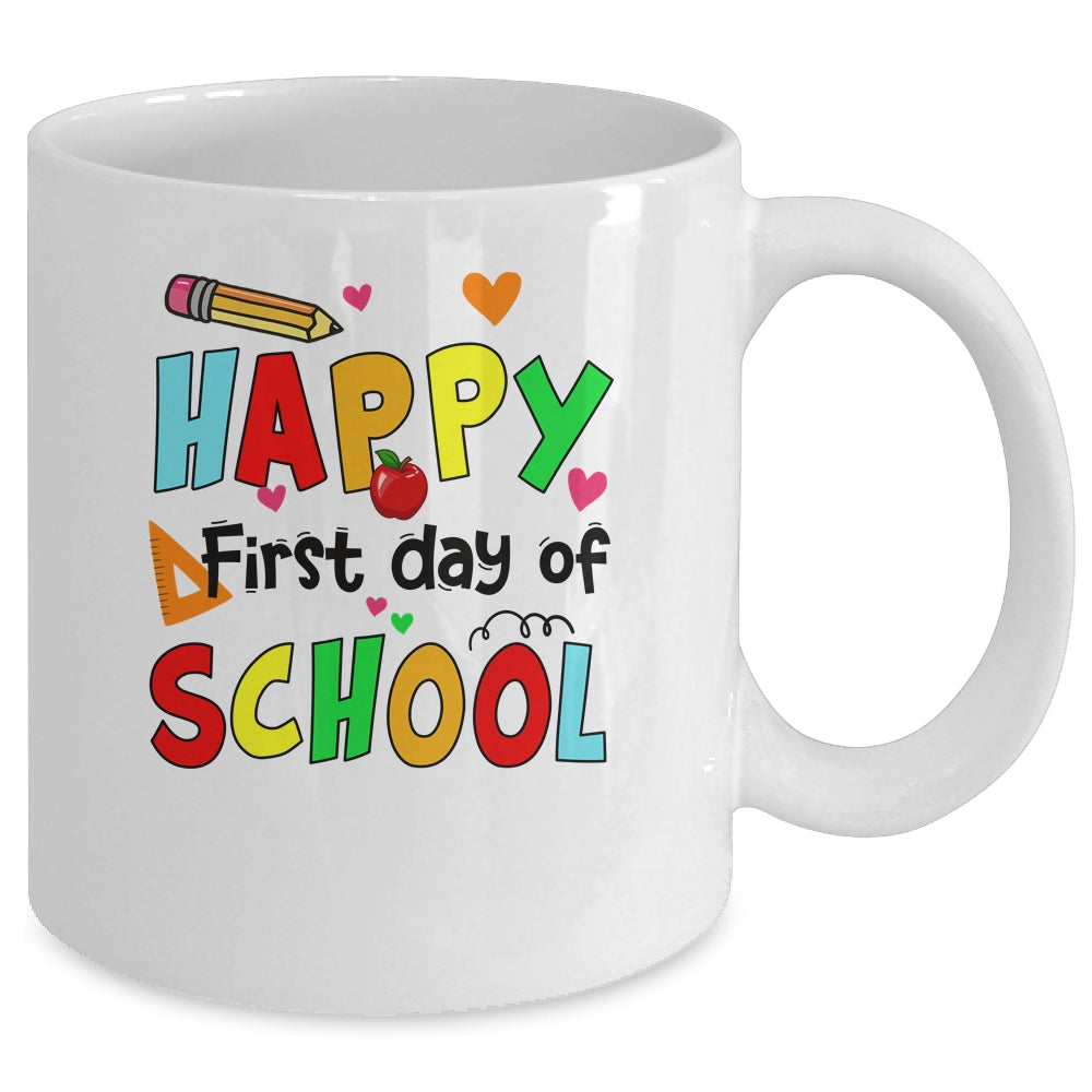 Happy First Day Of School Teacher Back To School Boys Girls Mug | siriusteestore