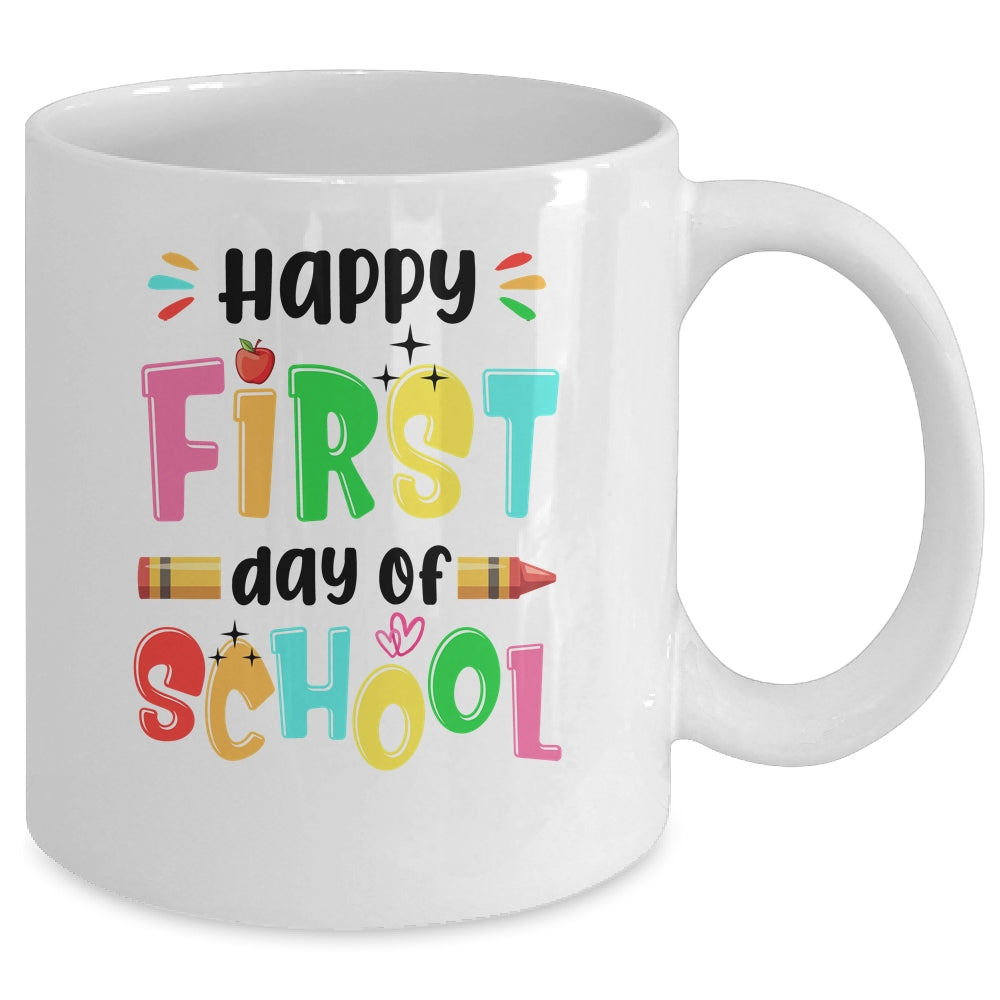 Happy First Day Of School Teacher Back To School Girls Boys Mug | siriusteestore