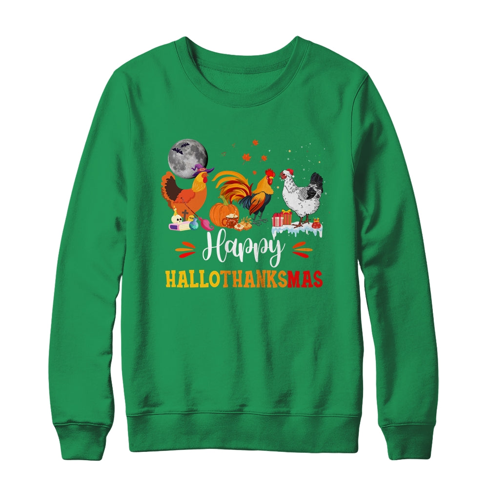Happy Hallothanksmas Chicken Xmas Thanksgiving Halloween Shirt & Sweatshirt | siriusteestore