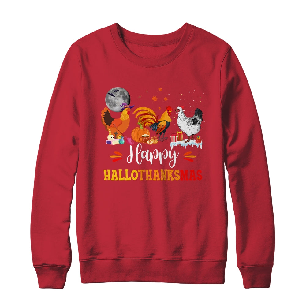 Happy Hallothanksmas Chicken Xmas Thanksgiving Halloween Shirt & Sweatshirt | siriusteestore
