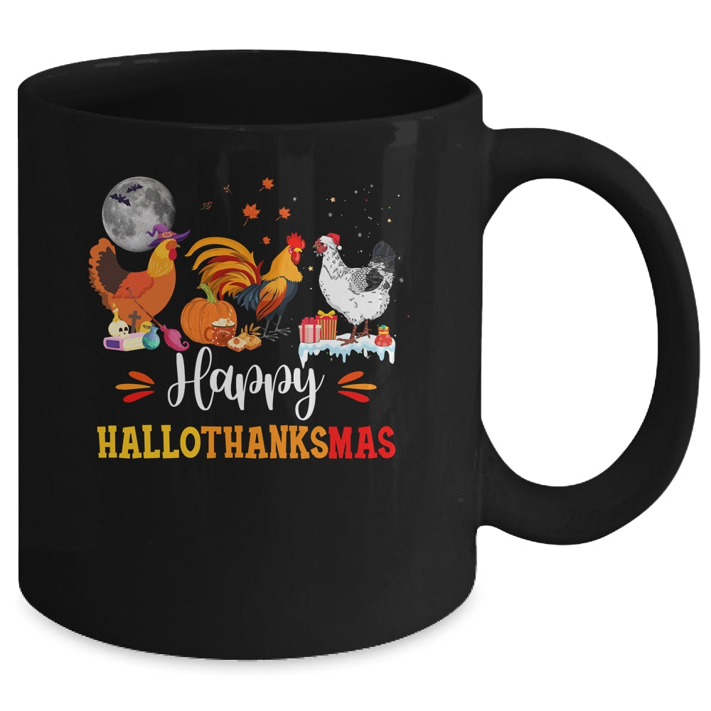 Happy Hallothanksmas Chicken Xmas Thanksgiving Halloween Mug | siriusteestore