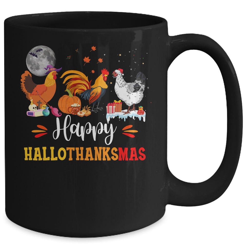 Happy Hallothanksmas Chicken Xmas Thanksgiving Halloween Mug | siriusteestore