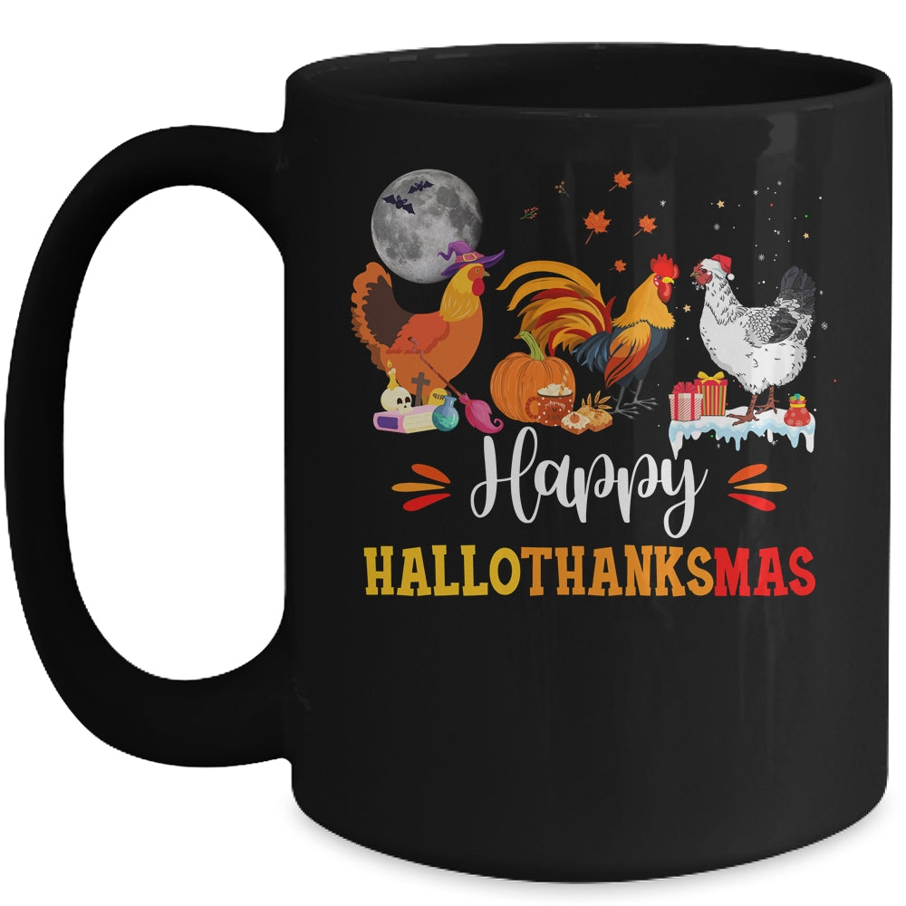 Happy Hallothanksmas Chicken Xmas Thanksgiving Halloween Mug | siriusteestore