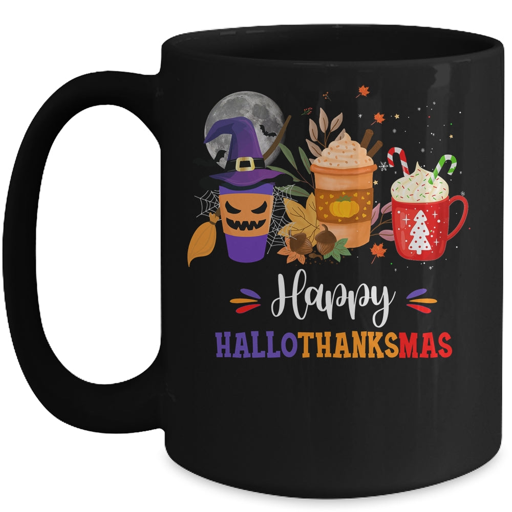 Happy Hallothanksmas Coffee Latte Halloween Thanksgiving Mug | siriusteestore