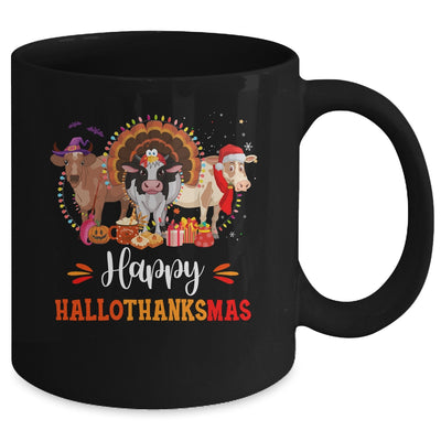 Happy Hallothanksmas Cow Turkey Halloween Thanksgiving Gifts Mug | siriusteestore