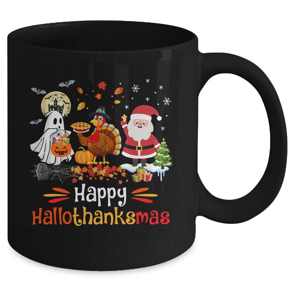 Happy Hallothanksmas Ghost Turkey Pumpkin Christmas Santa Mug | siriusteestore