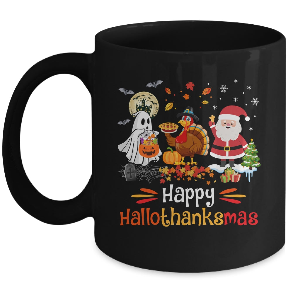 Happy Hallothanksmas Ghost Turkey Pumpkin Christmas Santa Mug | siriusteestore