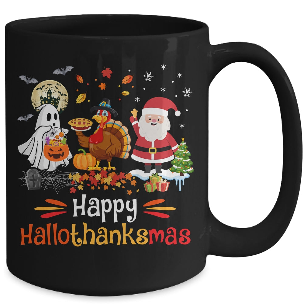 Happy Hallothanksmas Ghost Turkey Pumpkin Christmas Santa Mug | siriusteestore