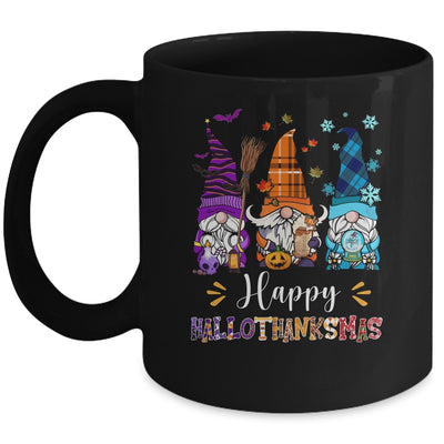 Happy Hallothanksmas Gnomes Halloween Thanksgiving Christmas Mug | siriusteestore