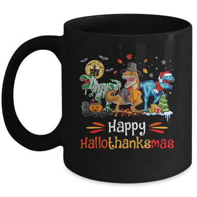 Happy Hallothanksmas T Rex Dinosaur Halloween Christmas Mug | siriusteestore