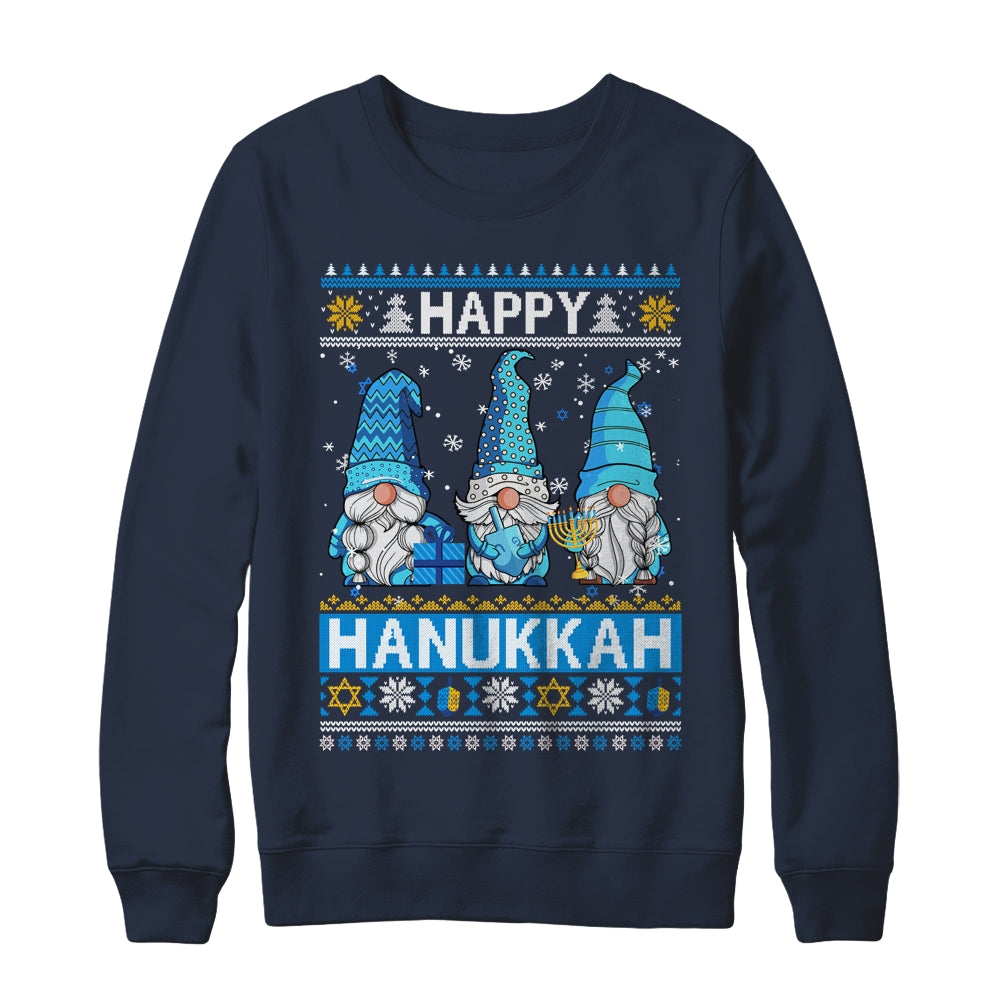 Happy Hanukkah Ugly Christmas Gnome Gnomies Menorah Dreidel Shirt & Sweatshirt | siriusteestore
