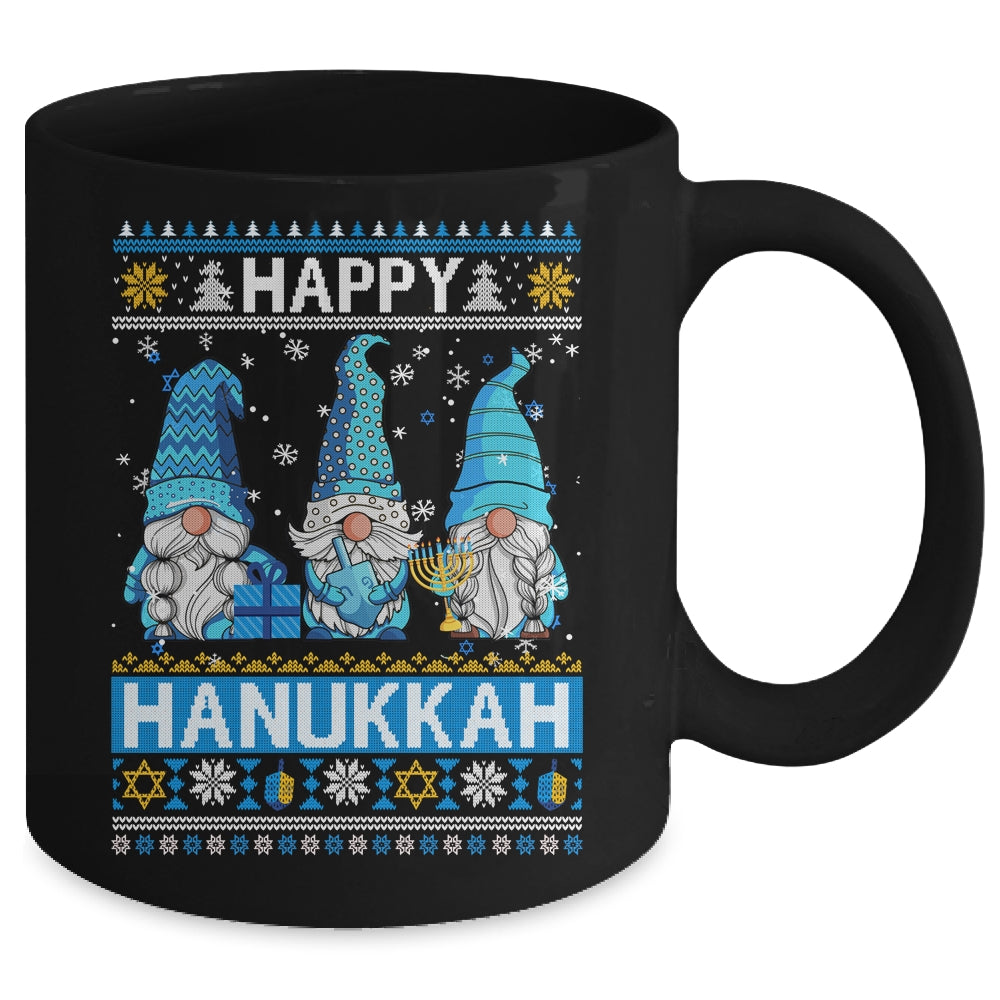 Happy Hanukkah Ugly Christmas Gnome Gnomies Menorah Dreidel Mug | siriusteestore