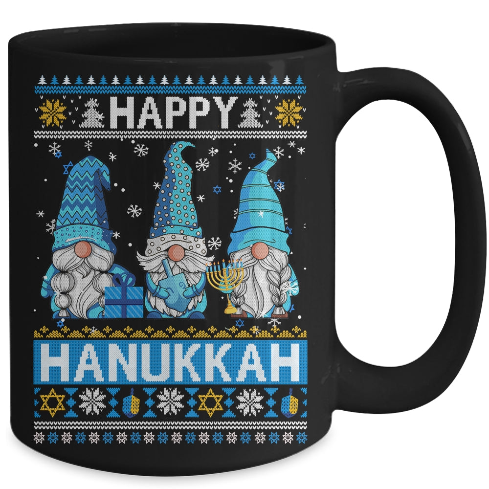 Happy Hanukkah Ugly Christmas Gnome Gnomies Menorah Dreidel Mug | siriusteestore