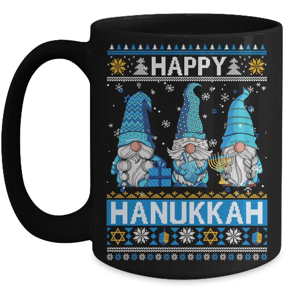 Happy Hanukkah Ugly Christmas Gnome Gnomies Menorah Dreidel Mug | siriusteestore