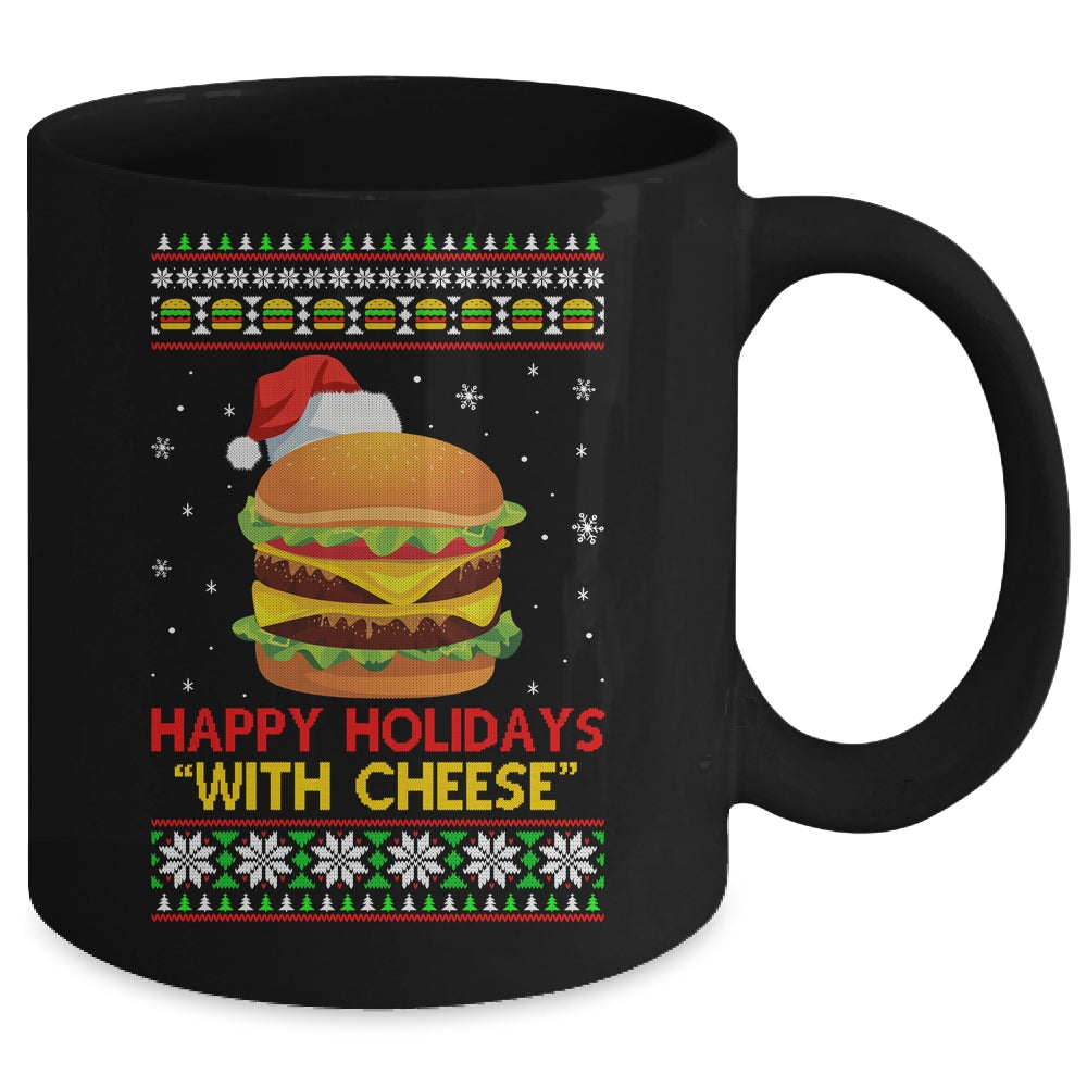 Happy Holidays With Cheese Christmas Cheeseburger Gift Mug | siriusteestore