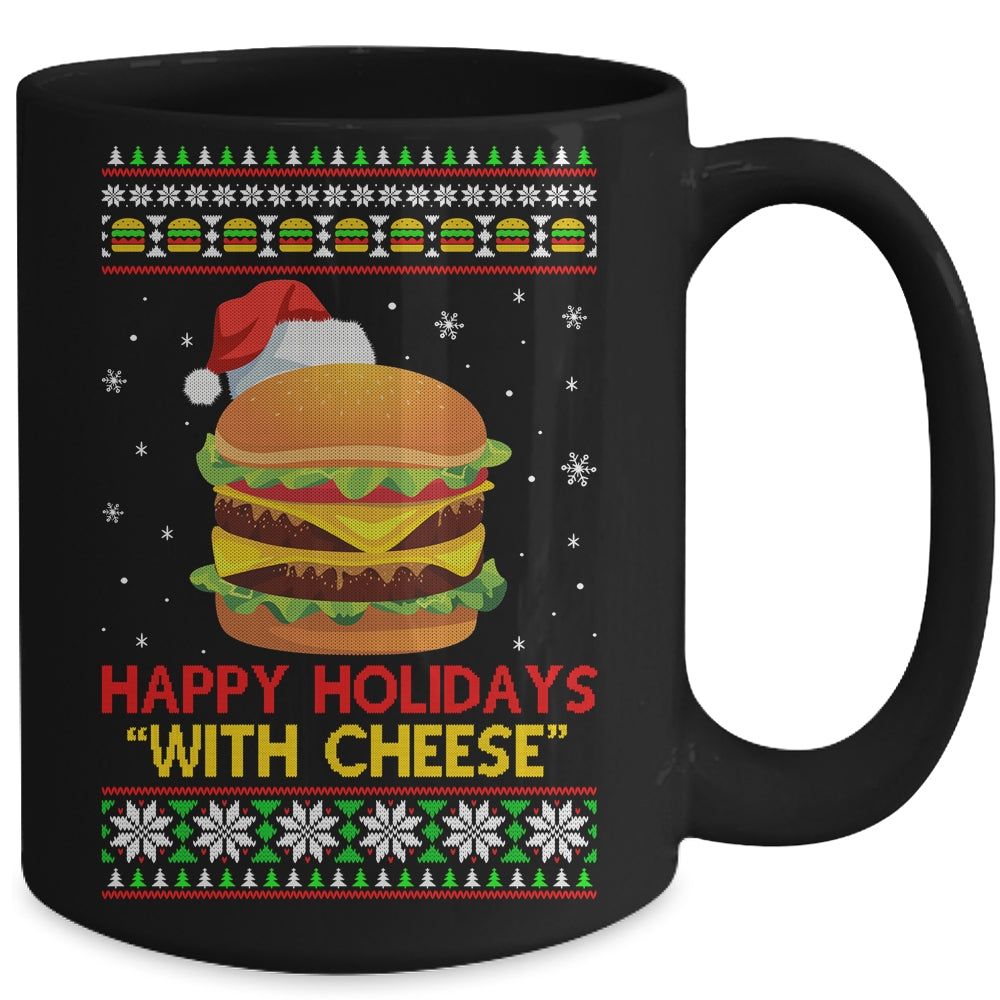 Happy Holidays With Cheese Christmas Cheeseburger Gift Mug | siriusteestore