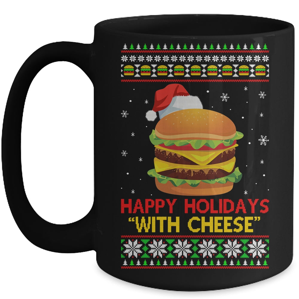 Happy Holidays With Cheese Christmas Cheeseburger Gift Mug | siriusteestore