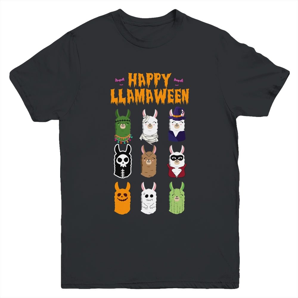 Happy Llamaween Halloween Llama Funny Girl Boy Kids Youth Shirt | siriusteestore
