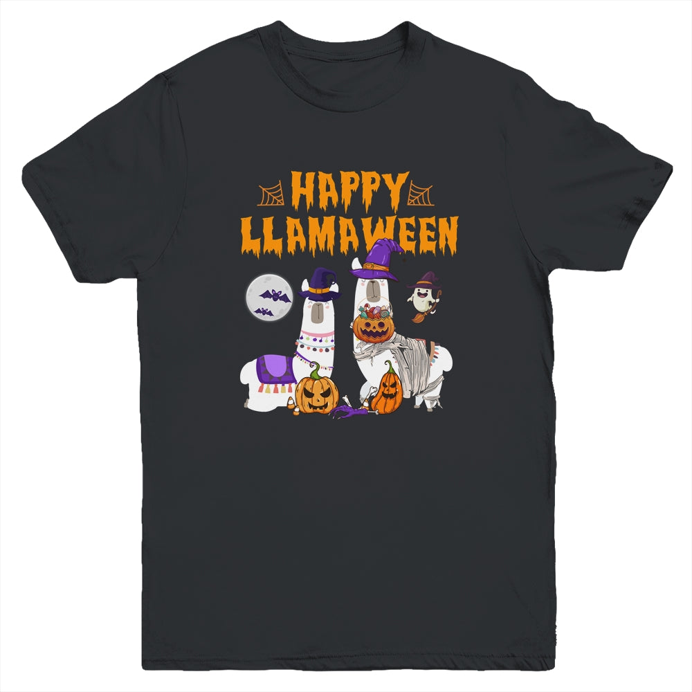 Happy Llamaween Llama Halloween Costume Kids Boys Girls Gift Youth Shirt | siriusteestore