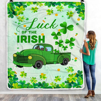 Happy Saint Patrick Day Luck of Irish Green Truck Fleece Blanket | siriusteestore