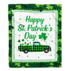 Happy St. Patrick's Day Truck With Green Shamrock Fleece Blanket | siriusteestore
