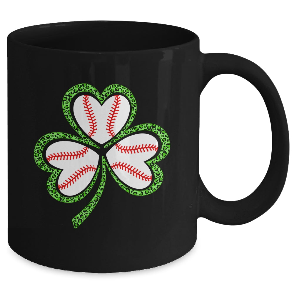 Happy St Patricks Day Shamrock Baseball Heart Men Boys Mug | siriusteestore
