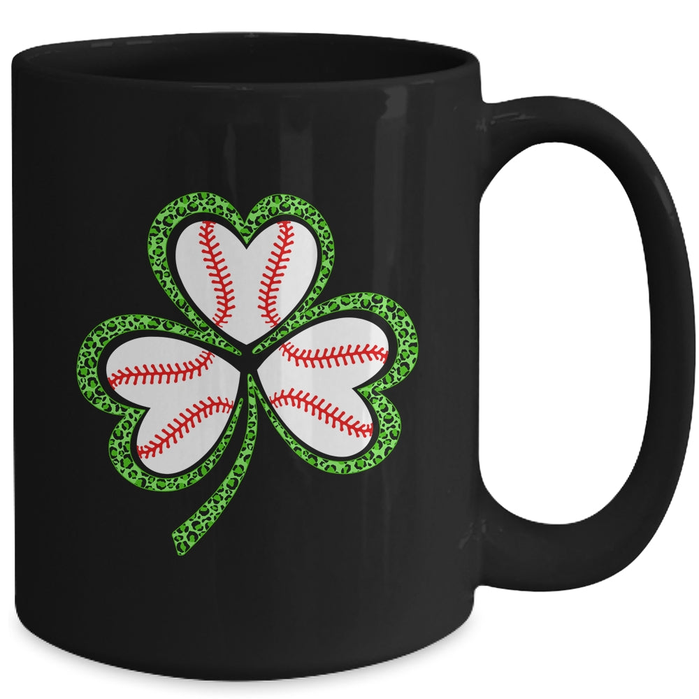 Happy St Patricks Day Shamrock Baseball Heart Men Boys Mug | siriusteestore