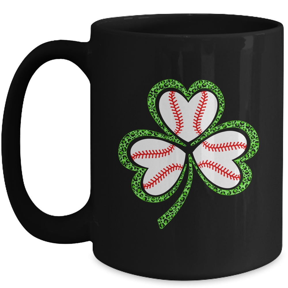 Happy St Patricks Day Shamrock Baseball Heart Men Boys Mug | siriusteestore