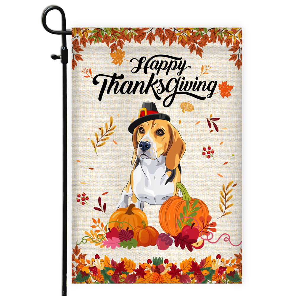 Happy Thanksgiving Funny Beagle Flag Fall Pumpkin Farmhouse Autumn Thanksgiving | siriusteestore