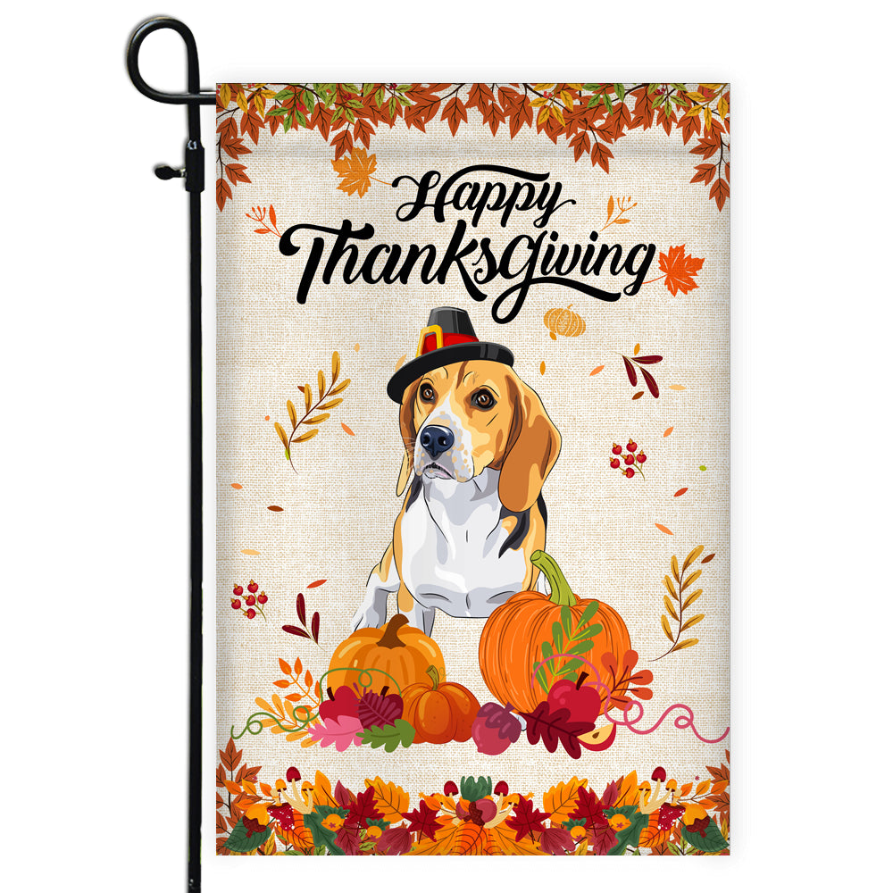 Happy Thanksgiving Funny Beagle Flag Fall Pumpkin Farmhouse Autumn Thanksgiving | siriusteestore