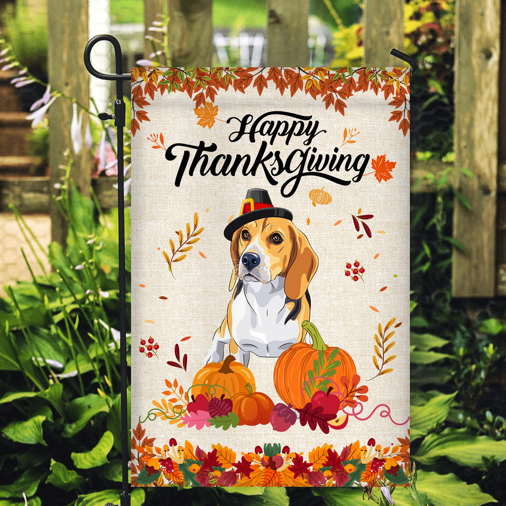 Happy Thanksgiving Funny Beagle Flag Fall Pumpkin Farmhouse Autumn Thanksgiving | siriusteestore