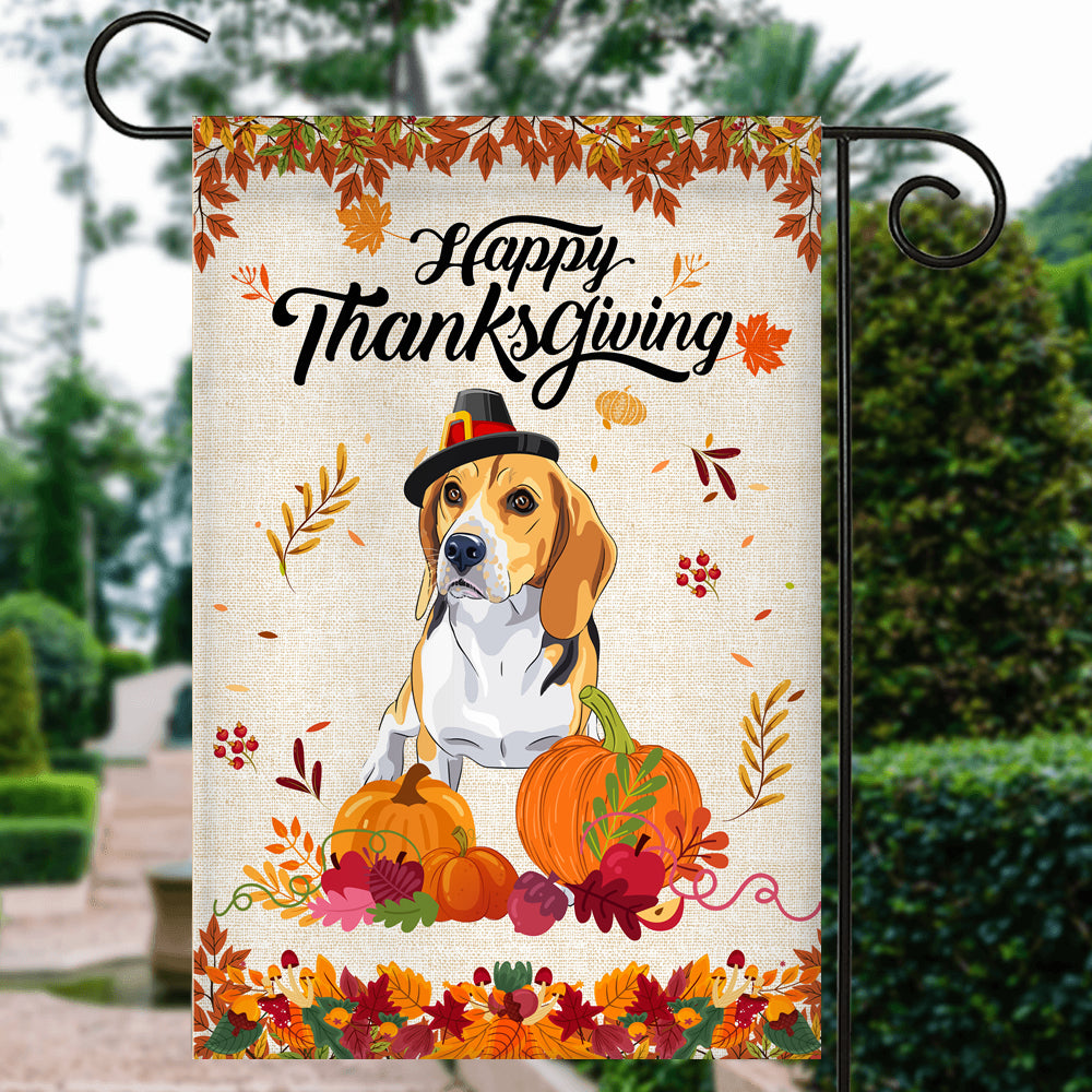 Happy Thanksgiving Funny Beagle Flag Fall Pumpkin Farmhouse Autumn Thanksgiving | siriusteestore