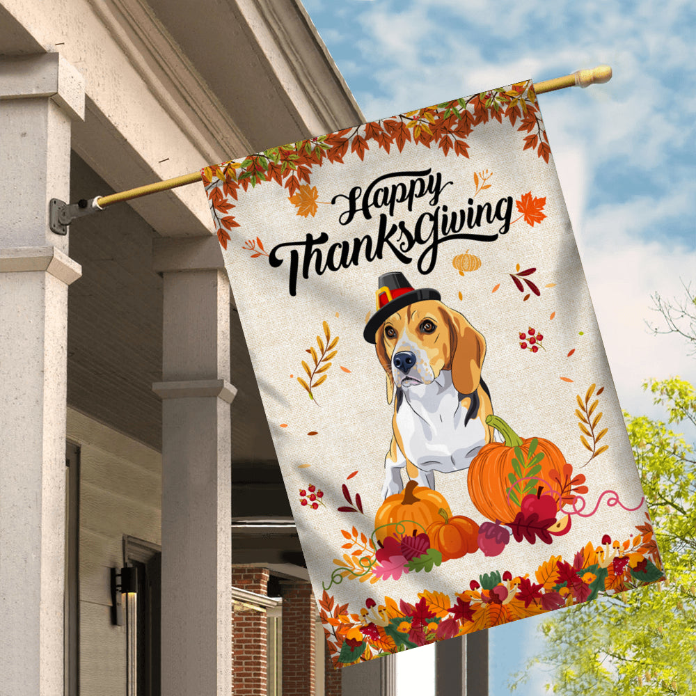 Happy Thanksgiving Funny Beagle Flag Fall Pumpkin Farmhouse Autumn Thanksgiving | siriusteestore