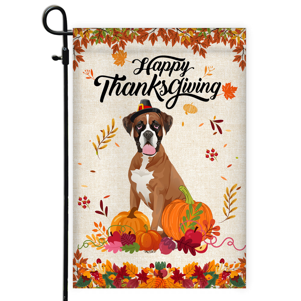 Happy Thanksgiving Funny Boxer Flag Fall Pumpkin Farmhouse Autumn Thanksgiving | siriusteestore