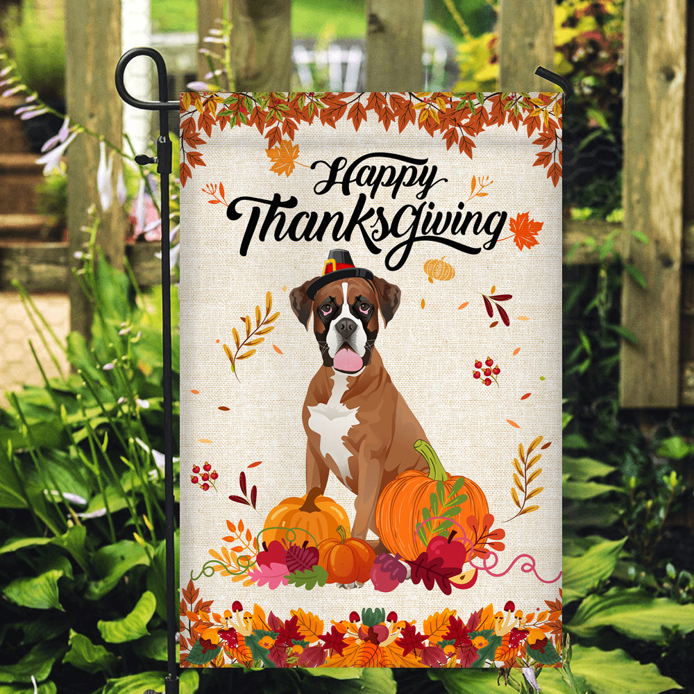Happy Thanksgiving Funny Boxer Flag Fall Pumpkin Farmhouse Autumn Thanksgiving | siriusteestore