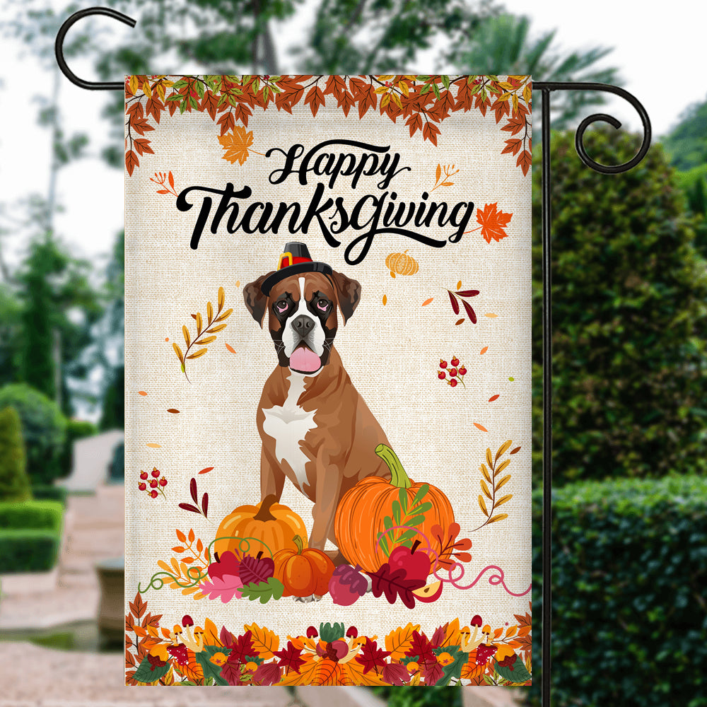 Happy Thanksgiving Funny Boxer Flag Fall Pumpkin Farmhouse Autumn Thanksgiving | siriusteestore