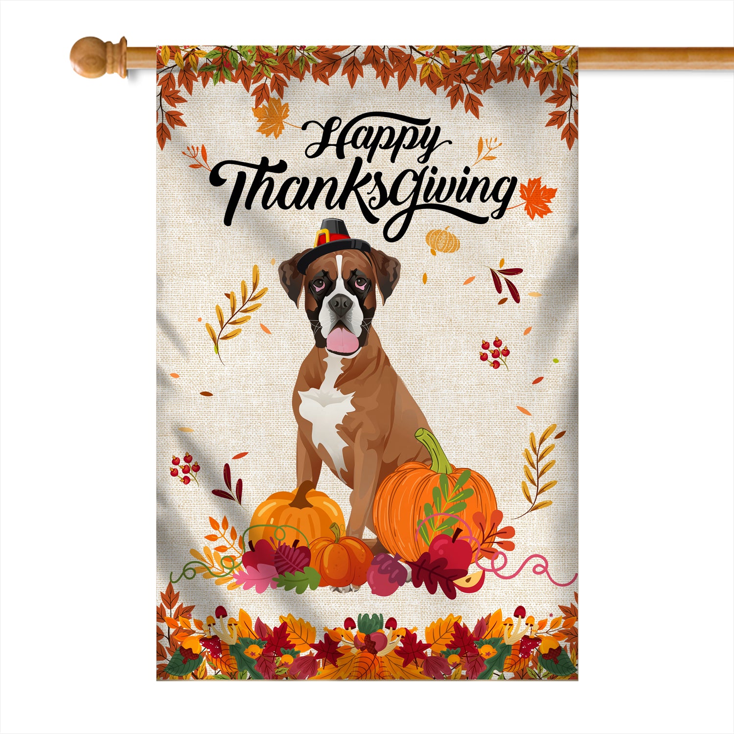 Happy Thanksgiving Funny Boxer Flag Fall Pumpkin Farmhouse Autumn Thanksgiving | siriusteestore