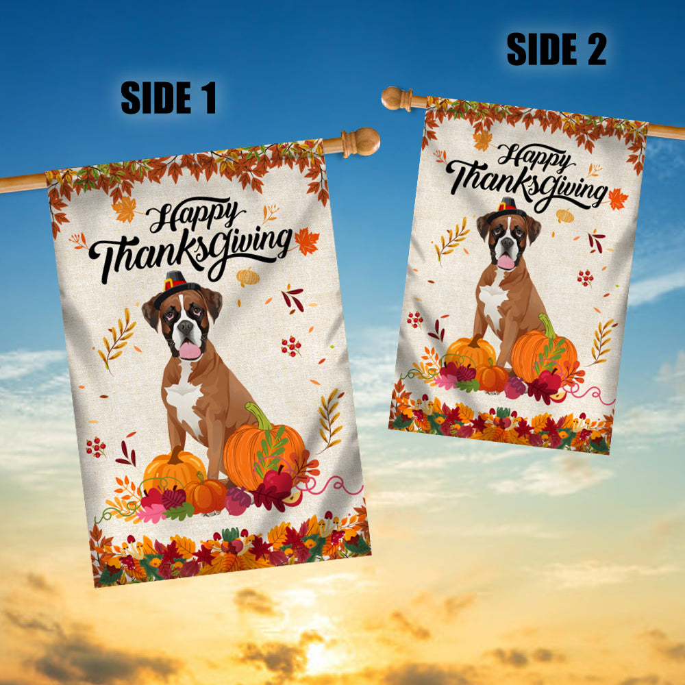 Happy Thanksgiving Funny Boxer Flag Fall Pumpkin Farmhouse Autumn Thanksgiving | siriusteestore