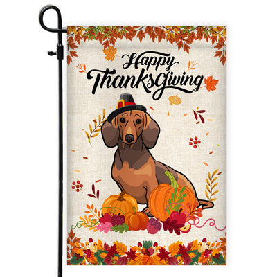 Happy Thanksgiving Funny Dachshund Flag Fall Pumpkin Farmhouse Autumn Thanksgiving | siriusteestore