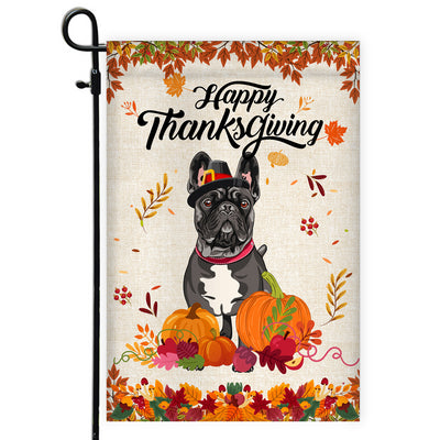 Happy Thanksgiving Funny French Bulldog Flag Fall Pumpkin Farmhouse Autumn Thanksgiving | siriusteestore