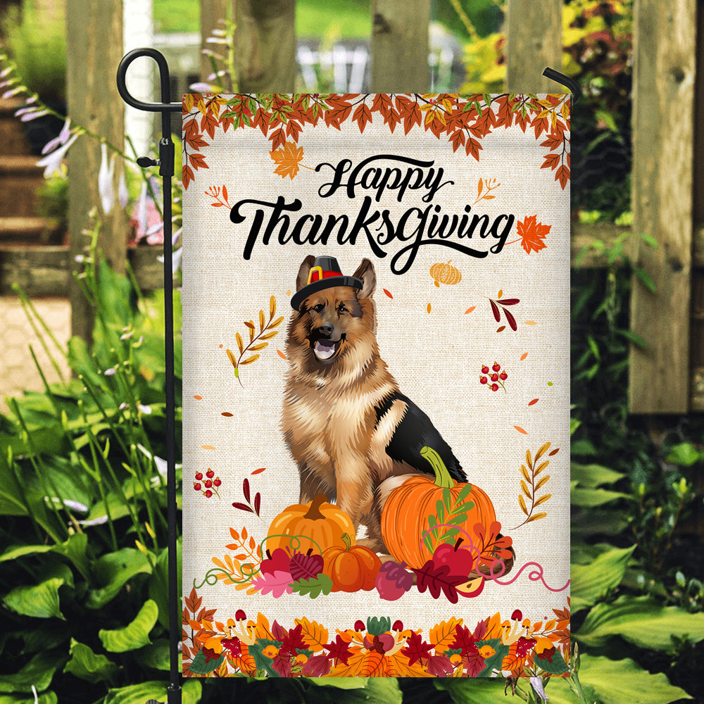 Happy Thanksgiving Funny German Shepherd Flag Fall Pumpkin Farmhouse Autumn Thanksgiving | siriusteestore