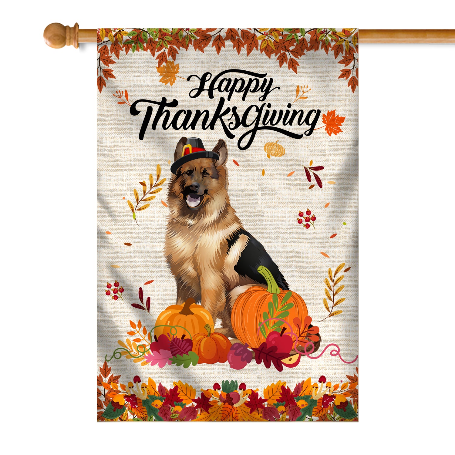 Happy Thanksgiving Funny German Shepherd Flag Fall Pumpkin Farmhouse Autumn Thanksgiving | siriusteestore